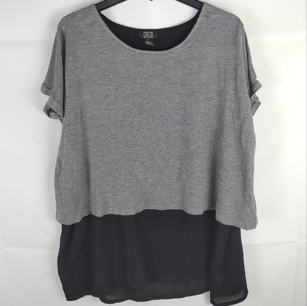 Shannon Ford Layered Blouse Top Womens 1X Curvy Plus Size Casual Work Old Money